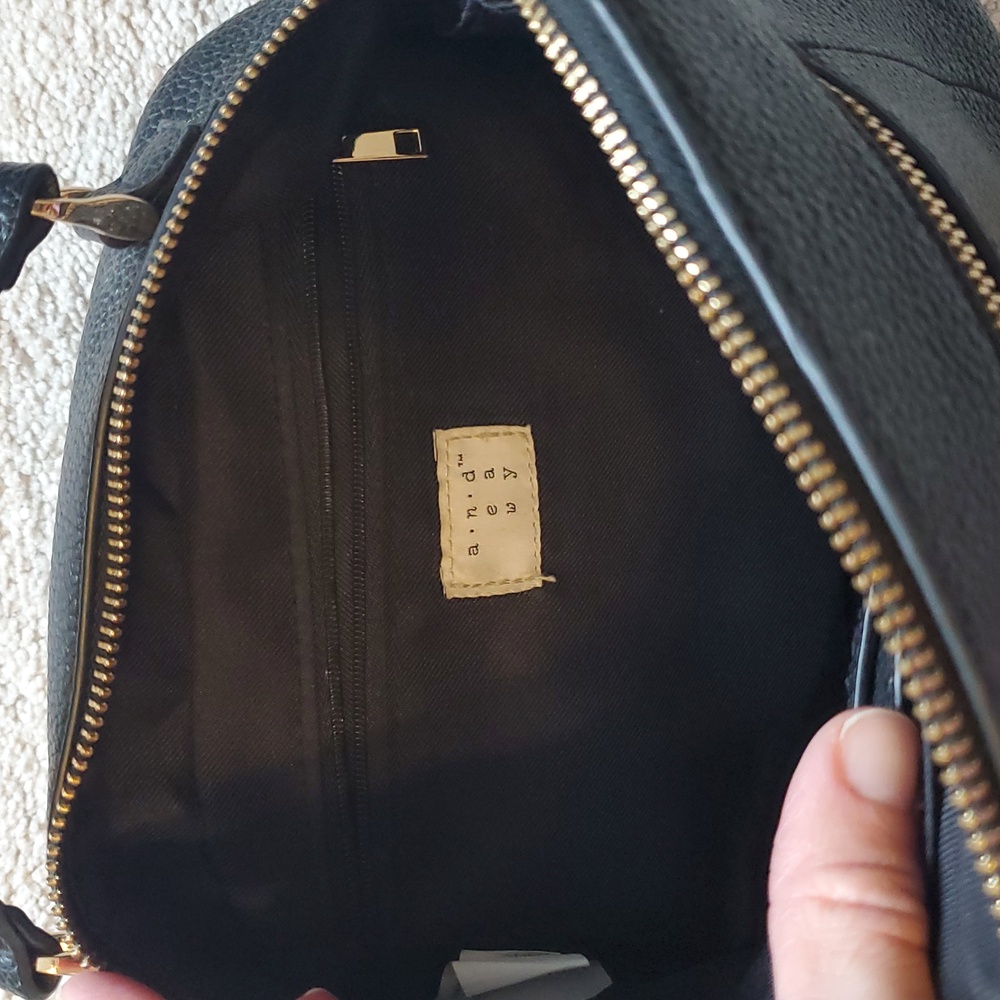 Black Crossbody Bag with Gold Accents - Picture 6 of 7